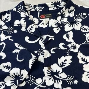 Ali’i Hawaii Men’s Blue And White Tropical Floral Short Sleeve Shirt 3XL Resort